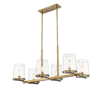 Z-Lite Callista Linear Chandelier 6-Light Rubbed Brass | Lighting House Orillia