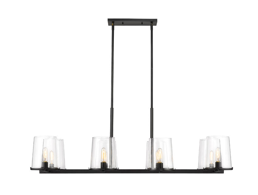 Z-Lite Callista 8-Light Linear Chandelier, Matte Black, Close-Up Detail View 1 | Lighting House Orillia