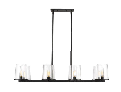 Z-Lite Callista 8-Light Linear Chandelier, Matte Black, Close-Up Detail View 1 | Lighting House Orillia