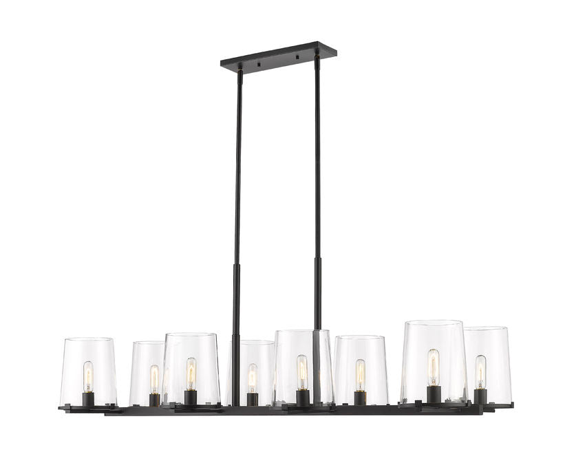 Z-Lite Callista 8-Light Linear Chandelier, Matte Black, Close-Up Detail View 2 | Lighting House Orillia