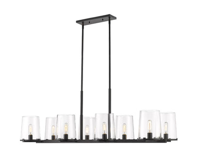 Z-Lite Callista 8-Light Linear Chandelier, Matte Black, Close-Up Detail View 2 | Lighting House Orillia