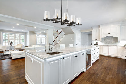 Z-Lite Callista 8-Light Linear Chandelier, Matte Black, Interior Lifestyle | Lighting House Orillia