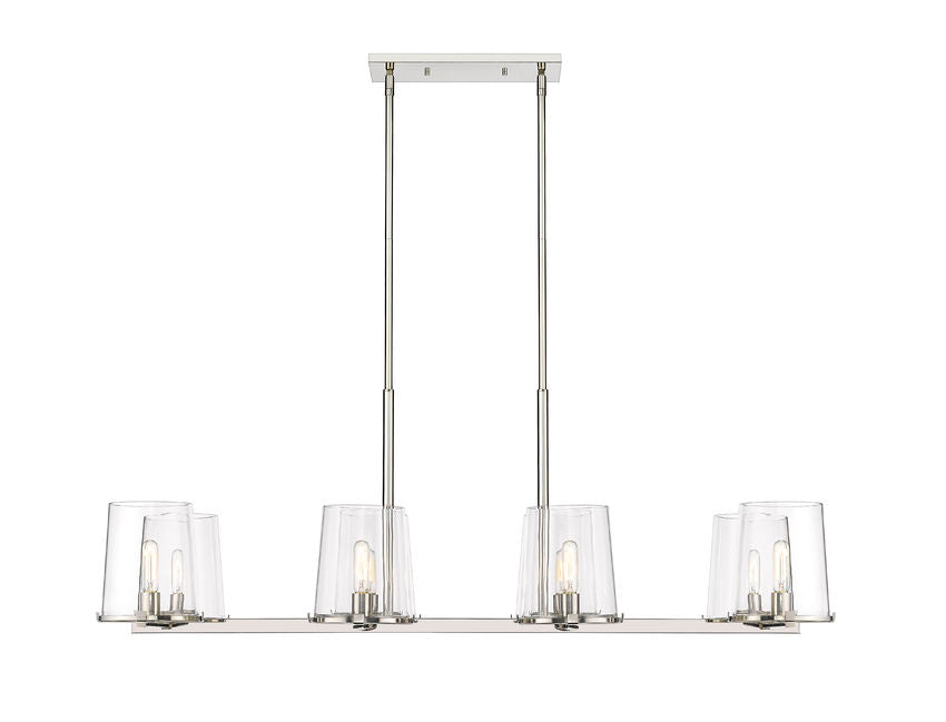 Z-Lite Callista 8-Light Linear Chandelier, Polished Nickel, Close-Up Detail View 1 | Lighting House Orillia
