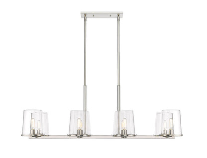 Z-Lite Callista 8-Light Linear Chandelier, Polished Nickel, Close-Up Detail View 1 | Lighting House Orillia