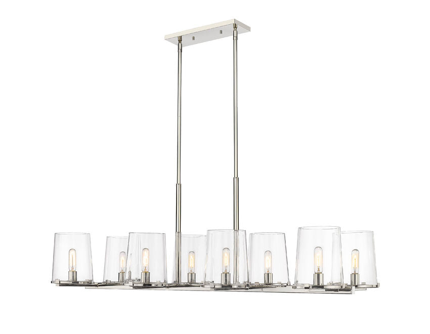 Z-Lite Callista 8-Light Linear Chandelier, Polished Nickel, Close-Up Detail View 2 | Lighting House Orillia