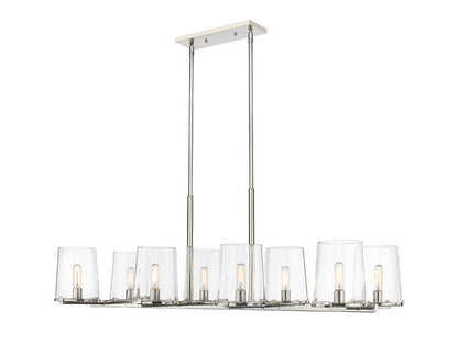 Z-Lite Callista 8-Light Linear Chandelier, Polished Nickel, Close-Up Detail View 2 | Lighting House Orillia