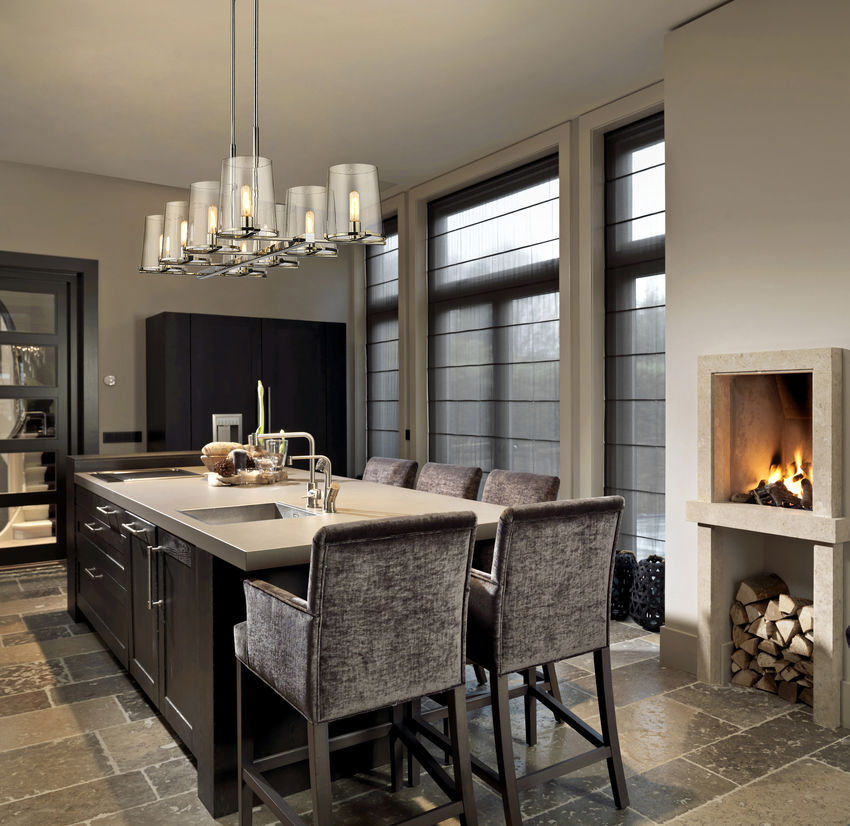 Z-Lite Callista 8-Light Linear Chandelier, Polished Nickel, Interior Lifestyle | Lighting House Orillia