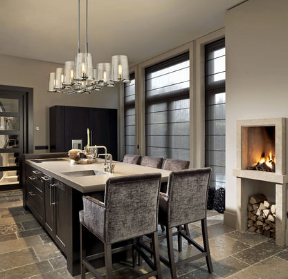 Z-Lite Callista 8-Light Linear Chandelier, Polished Nickel, Interior Lifestyle | Lighting House Orillia