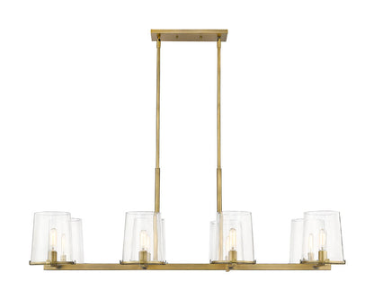 Z-Lite Callista 8-Light Linear Chandelier, Rubbed Brass, Close-Up Detail View 1 | Lighting House Orillia