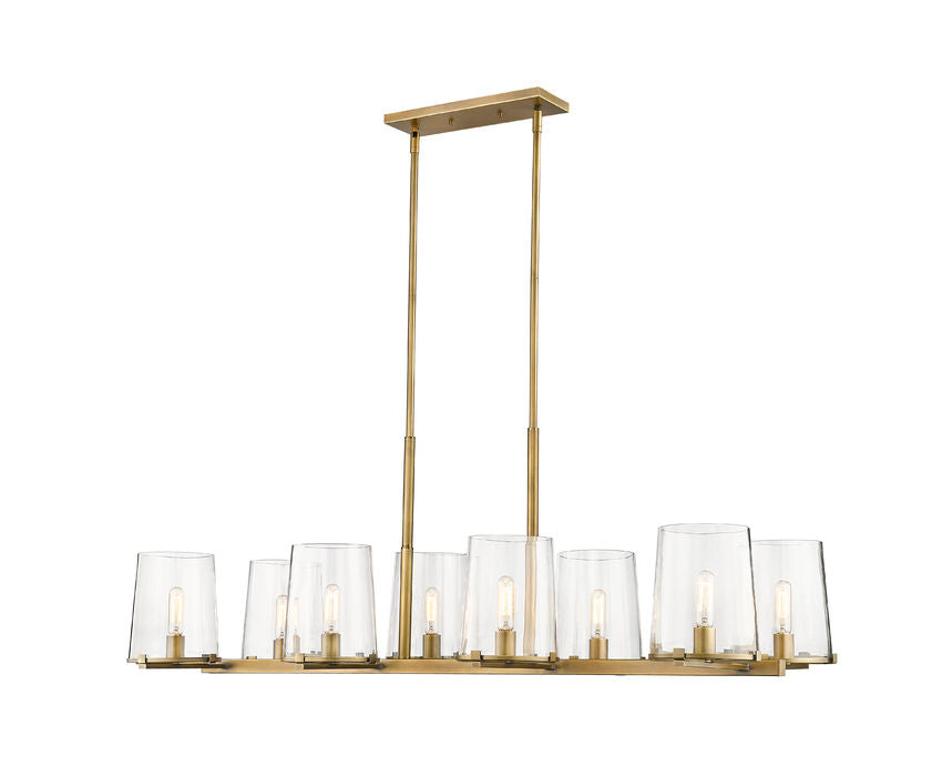 Z-Lite Callista 8-Light Linear Chandelier, Rubbed Brass, Close-Up Detail View 2 | Lighting House Orillia