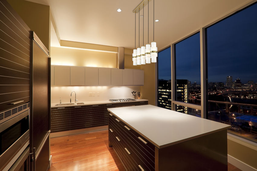 Z-Lite Cayden 5-Light Linear Chandelier, Modern Gold, Interior Lifestyle | Lighting House Orillia
