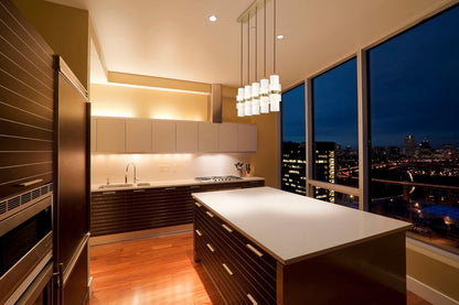 Z-Lite Cayden 5-Light Linear Chandelier, Modern Gold, Interior Lifestyle | Lighting House Orillia