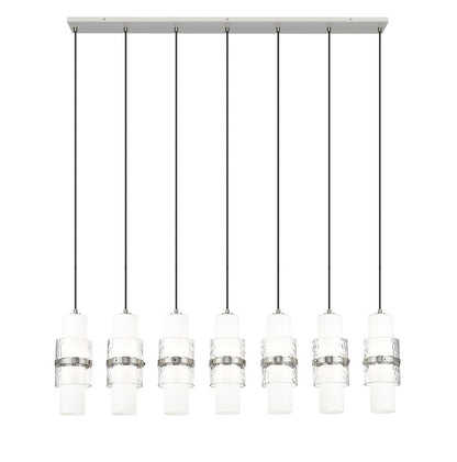 Z-Lite Cayden 7-Light Linear Chandelier, Brushed Nickel, Close-Up Detail View 1 | Lighting House Orillia