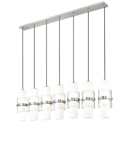 Z-Lite Cayden 7-Light Linear Chandelier, Brushed Nickel, Close-Up Detail View 2 | Lighting House Orillia