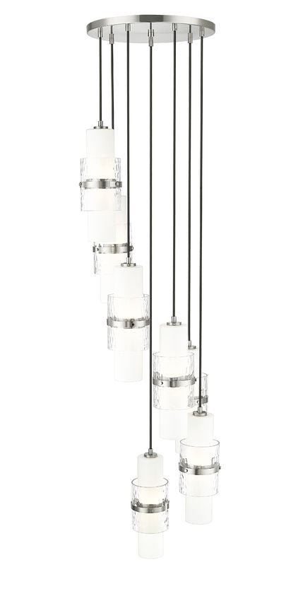 Z-Lite Cayden 7-Light Round Chandelier, Brushed Nickel, Close-Up Detail View 1 | Lighting House Orillia