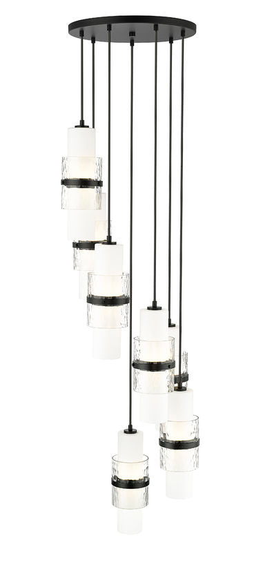 Z-Lite Cayden 7-Light Round Chandelier, Matte Black, Close-Up Detail View 1 | Lighting House Orillia