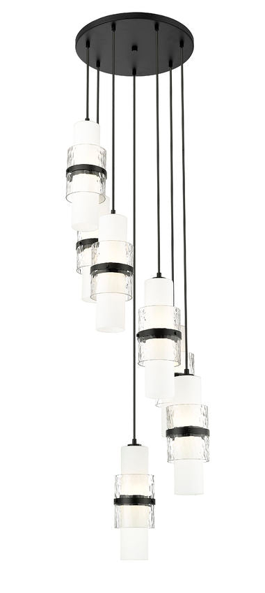 Z-Lite Cayden 7-Light Round Chandelier, Matte Black, Close-Up Detail View 2 | Lighting House Orillia