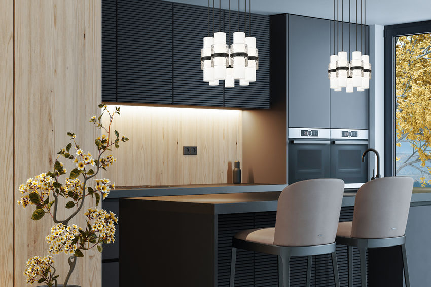 Z-Lite Cayden 7-Light Round Chandelier, Matte Black, Interior Lifestyle | Lighting House Orillia