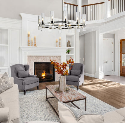 Z-Lite Datus Chandelier, Polished Nickel, Interior Lifestyle | Lighting House Orillia