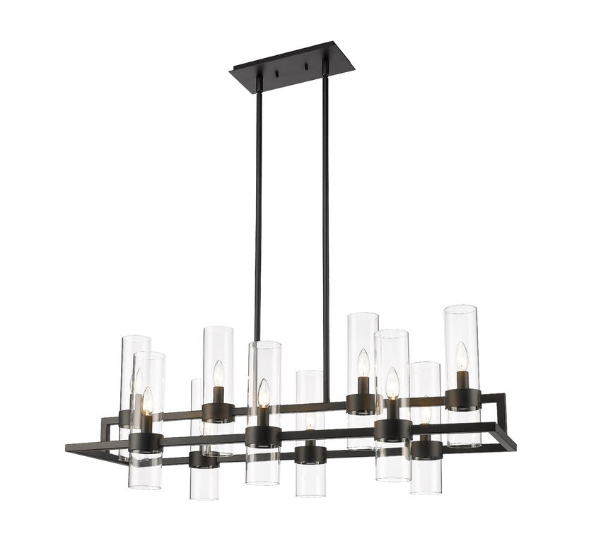 Z-Lite Datus Linear Chandelier 10-Light Matte Black | Lighting House Orillia