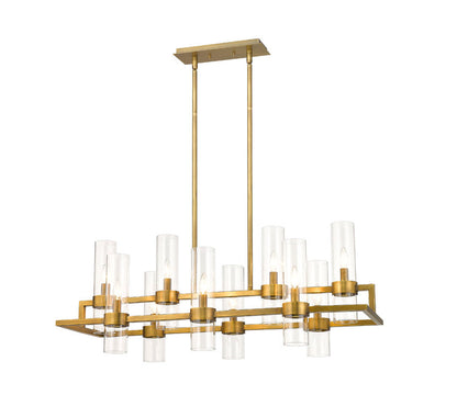 Z-Lite Datus Linear Chandelier 10-Light Rubbed Brass | Lighting House Orillia