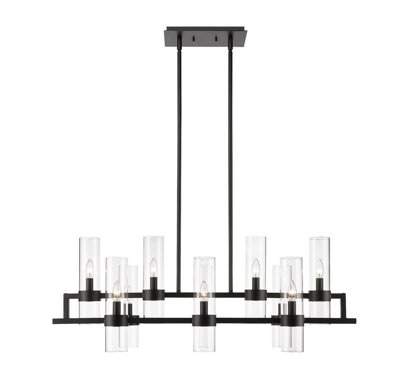 Z-Lite Datus Linear Chandelier, Matte Black, Close-Up Detail View 1 | Lighting House Orillia