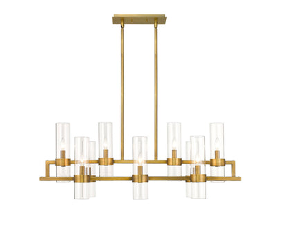 Z-Lite Datus Linear Chandelier, Rubbed Brass, Close-Up Detail View 1 | Lighting House Orillia