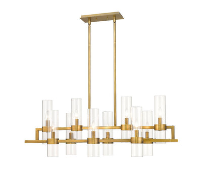 Z-Lite Datus Linear Chandelier, Rubbed Brass, Close-Up Detail View 2 | Lighting House Orillia