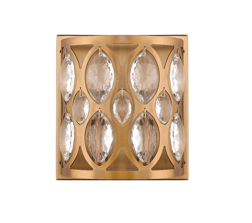 Z-Lite Dealey 2-Light Wall Sconce, Heirloom Brass, Night Lighting View | Lighting House Orillia