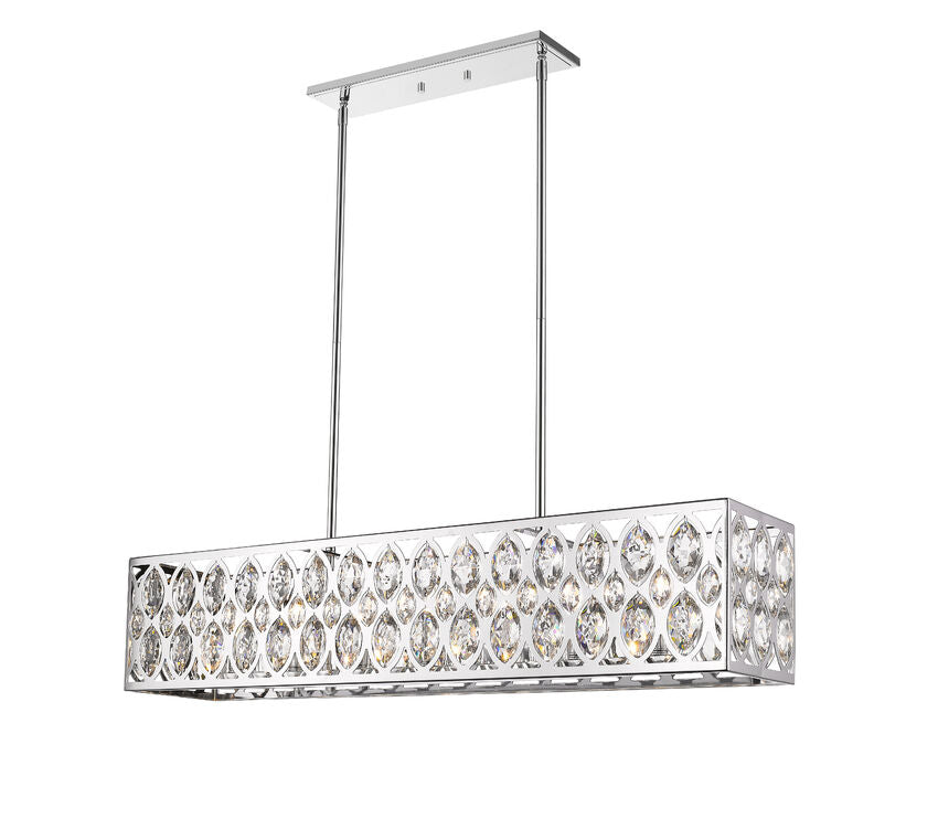 Z-Lite Dealey 7-Light Linear Chandelier, Chrome, Close-Up Detail View 1 | Lighting House Orillia