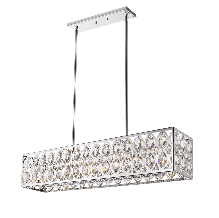 Z-Lite Dealey 7-Light Linear Chandelier, Chrome, Close-Up Detail View 2 | Lighting House Orillia