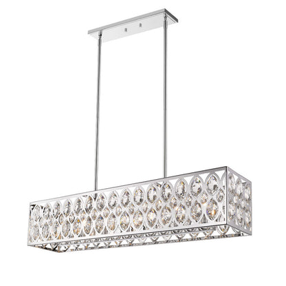 Z-Lite Dealey 7-Light Linear Chandelier, Chrome, Close-Up Detail View 2 | Lighting House Orillia