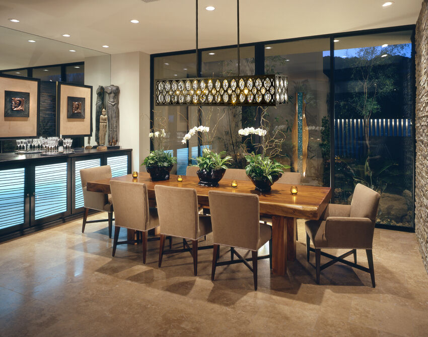 Z-Lite Dealey 7-Light Linear Chandelier, Matte Black, Interior Lifestyle | Lighting House Orillia