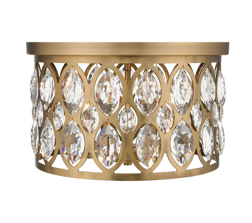 Z-Lite Dealey Crystal Flush Mount, 4-Light, Heirloom Brass | Lighting House Orillia