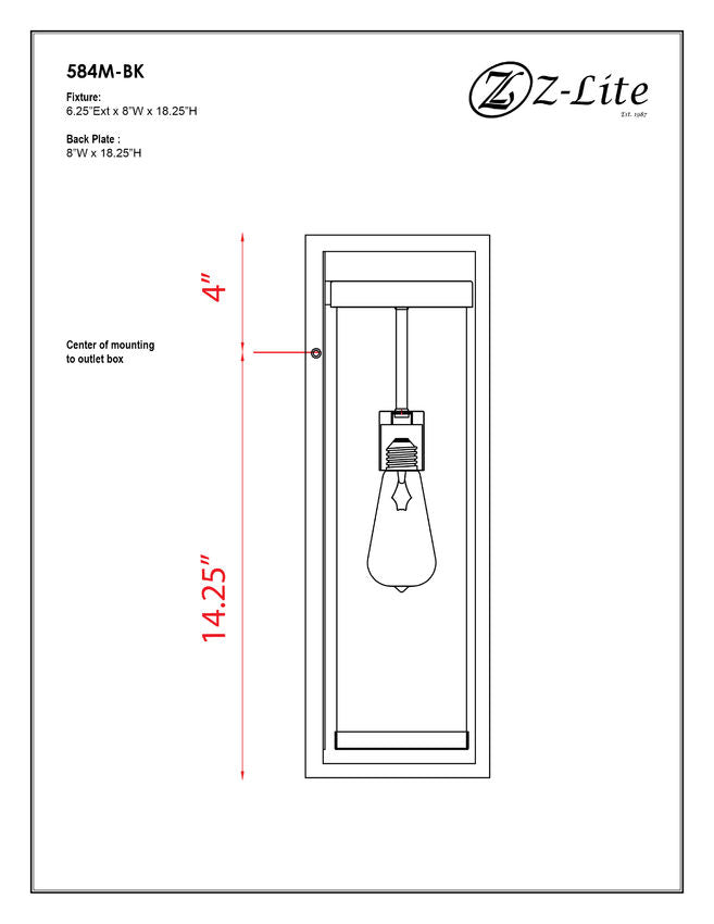 Z-Lite Dunbroch Outdoor Wall Sconce Backplate Detail