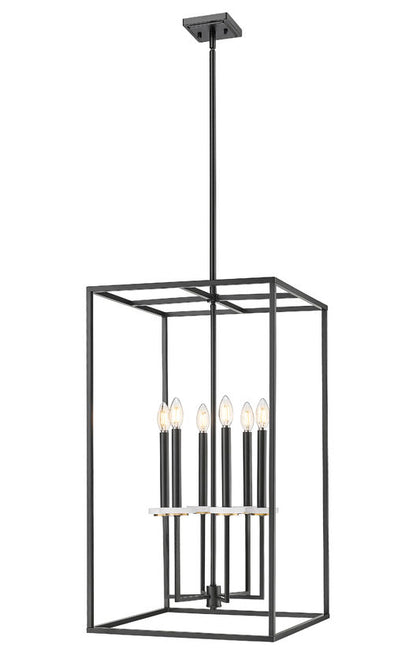 Z-Lite Gaultier Chandelier 6-Light Tall Matte Black Modern Gold