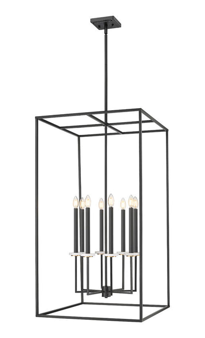 Z-Lite Gaultier Chandelier 8-Light Tall Matte Black Modern Gold