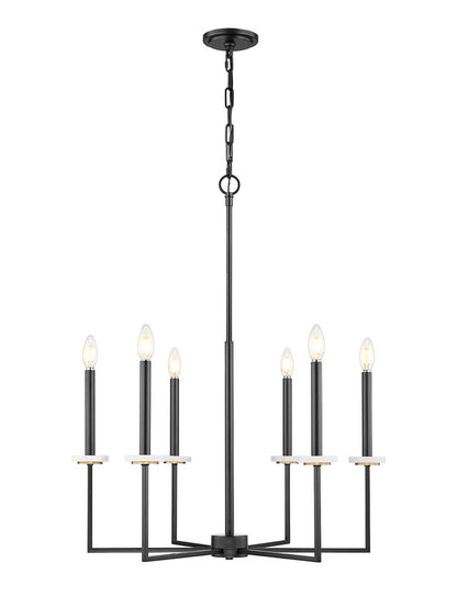 Z-Lite Gaultier Chandelier 6-Light Matte Black Modern Gold | Lighting House Orillia