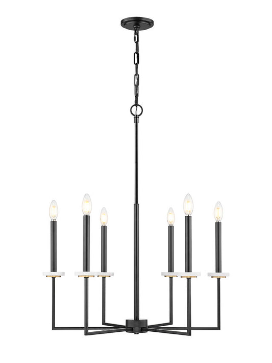 Z-Lite Gaultier Chandelier 6-Light Matte Black Modern Gold | Lighting House Orillia