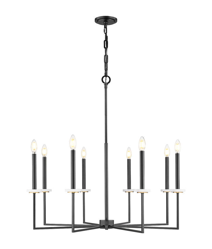 Z-Lite Gaultier Chandelier 8-Light Matte Black Modern Gold