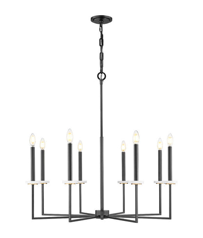Z-Lite Gaultier Chandelier 8-Light Matte Black Modern Gold