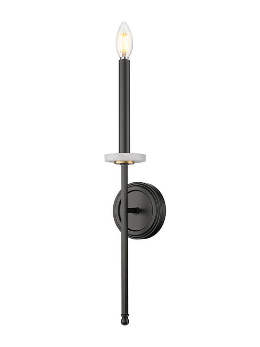 Z-Lite Gaultier Wall Sconce 1-Light Matte Black Modern Gold | Lighting House Orillia