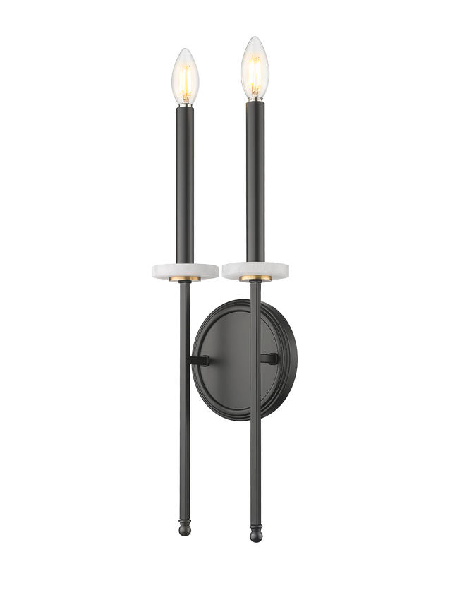 Z-Lite Gaultier Wall Sconce 2-Light Matte Black Modern Gold