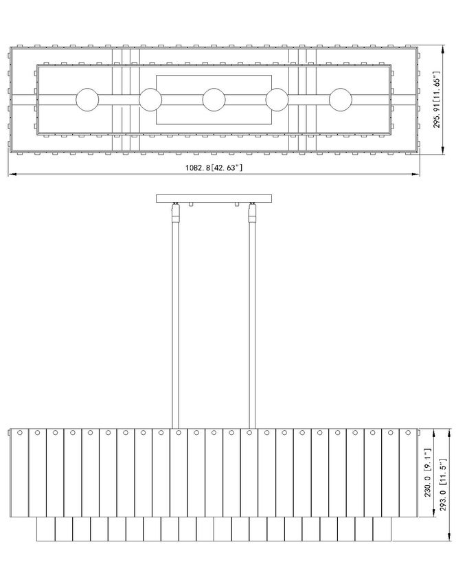 Z-Lite Glacier Linear Chandelier Dimensions