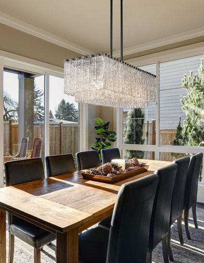 Z-Lite Glacier Linear Chandelier Matte Black Angle View