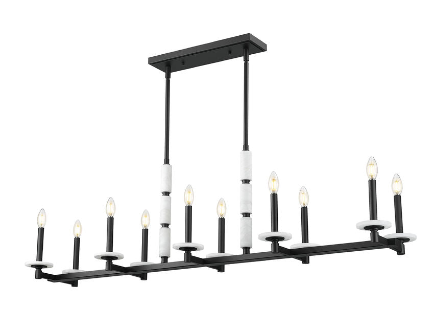 Z-Lite Kaden Linear Chandelier 10-Light Matte Black | Lighting House Orillia