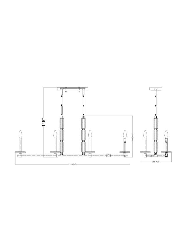 Z-Lite Kaden Linear Chandelier Dimensions | Lighting House Orillia
