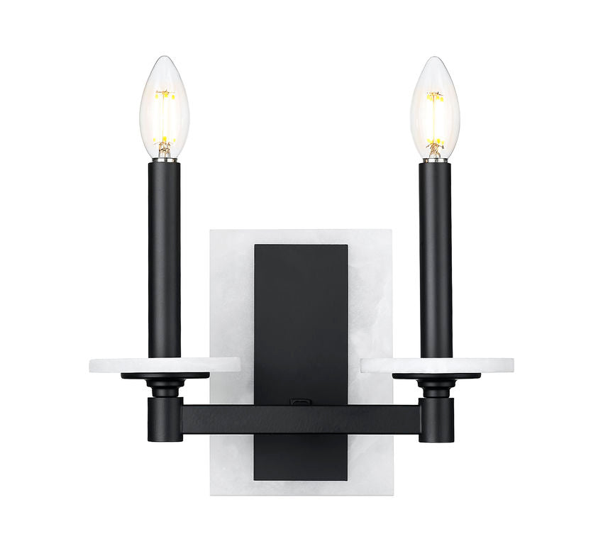 Z-Lite Kaden Wall Sconce 2-Light Matte Black | Lighting House Orillia