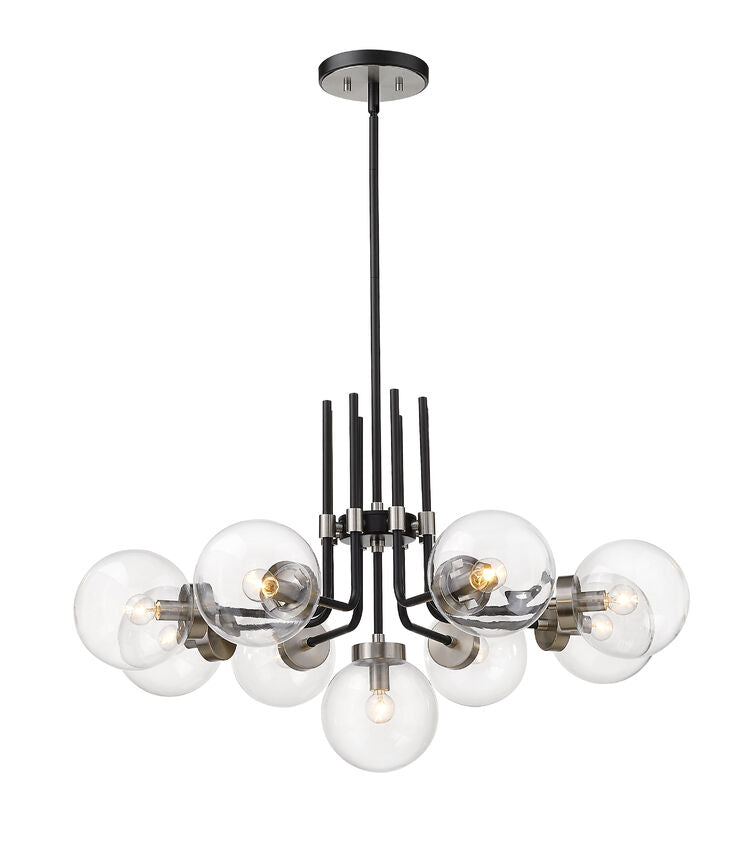 Z-Lite Parsons Chandelier 9-Light Matte Black Brushed Nickel | Lighting House Orillia