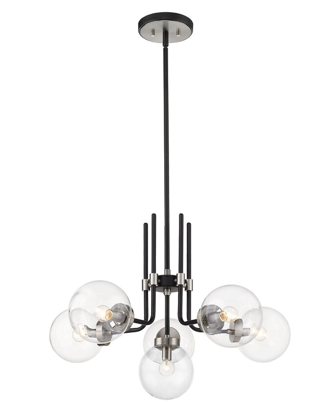 Z-Lite Parsons Chandelier 6-Light Matte Black Brushed Nickel | Lighting House Orillia